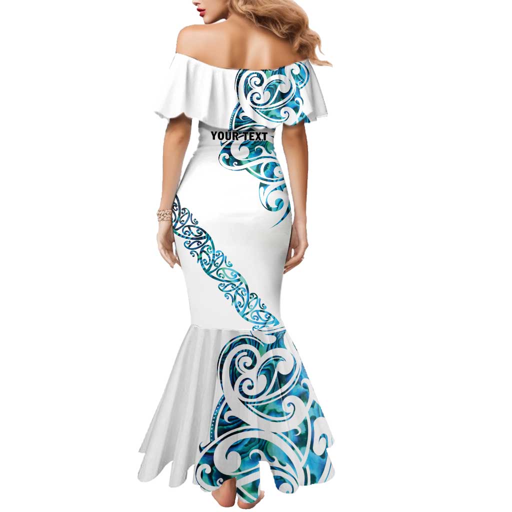 All White Maori Tribal Tattoo Personalised Family Matching Mermaid Dress and Hawaiian Shirt Polynesian Style