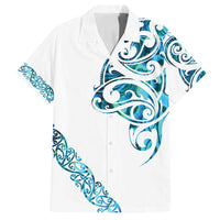 All White Maori Tribal Tattoo Personalised Family Matching Off Shoulder Maxi Dress and Hawaiian Shirt Polynesian Style