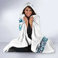 All White Maori Tribal Tattoo Personalised Hooded Blanket Polynesian Style