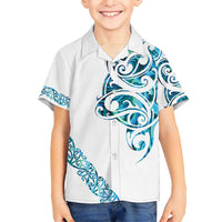 All White Maori Tribal Tattoo Personalised Kid Hawaiian Shirt Polynesian Style