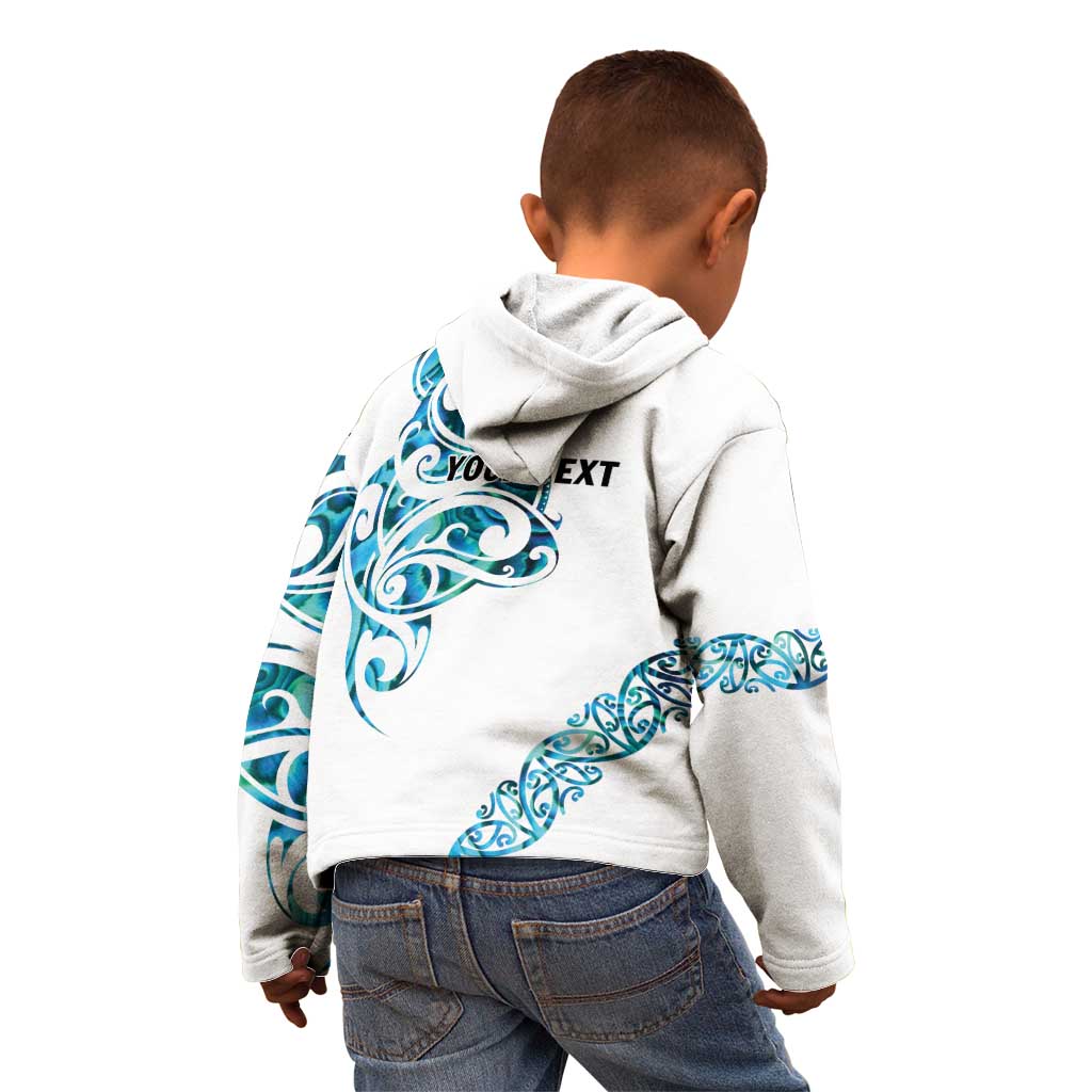 All White Maori Tribal Tattoo Personalised Kid Hoodie Polynesian Style