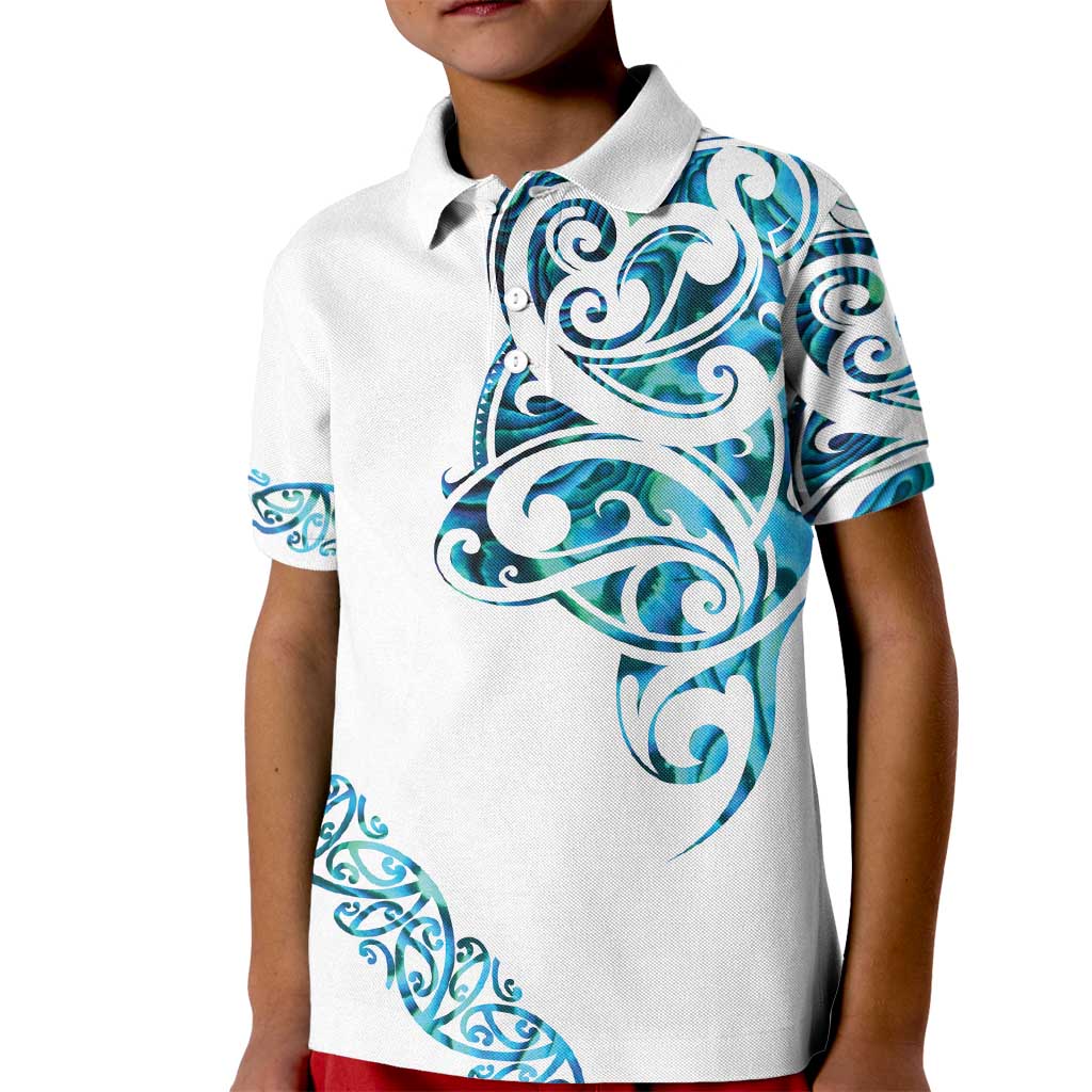 All White Maori Tribal Tattoo Personalised Kid Polo Shirt Polynesian Style LT9 Kid White - Polynesian Pride