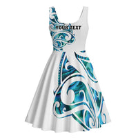 All White Maori Tribal Tattoo Personalised Midi Dress Polynesian Style - Polynesian Pride