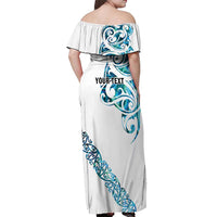 All White Maori Tribal Tattoo Personalised Off Shoulder Maxi Dress Polynesian Style