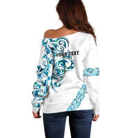All White Maori Tribal Tattoo Personalised Off Shoulder Sweater Polynesian Style