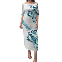 All White Maori Tribal Tattoo Personalised Puletasi Polynesian Style