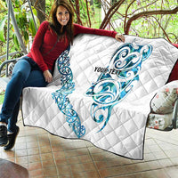 All White Maori Tribal Tattoo Personalised Quilt Polynesian Style