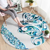 All White Maori Tribal Tattoo Personalised Round Carpet Polynesian Style