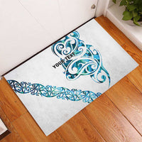 All White Maori Tribal Tattoo Personalised Rubber Doormat Polynesian Style
