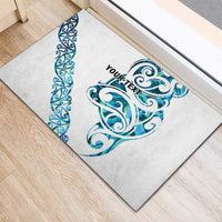All White Maori Tribal Tattoo Personalised Rubber Doormat Polynesian Style