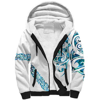 All White Maori Tribal Tattoo Personalised Sherpa Hoodie Polynesian Style