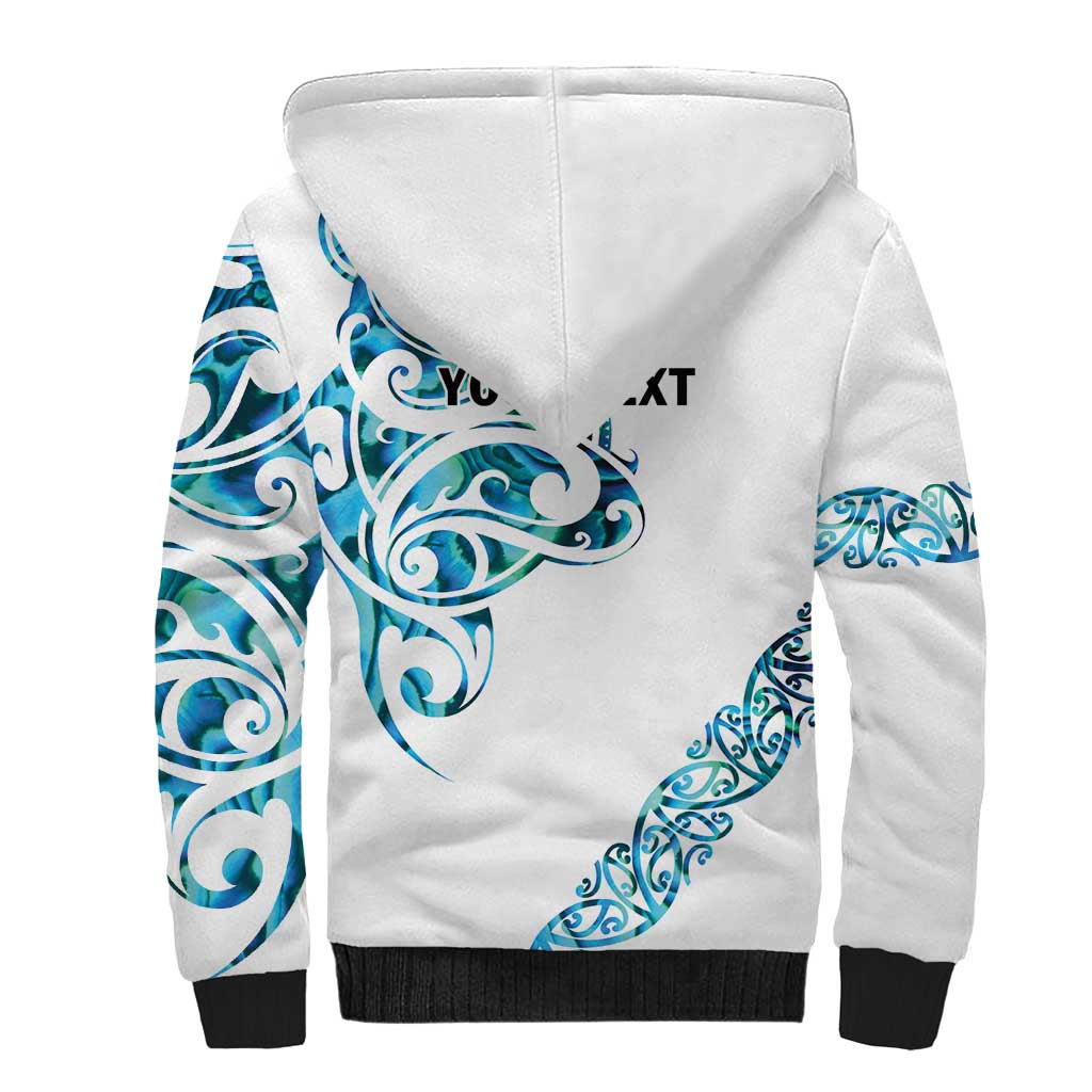 All White Maori Tribal Tattoo Personalised Sherpa Hoodie Polynesian Style