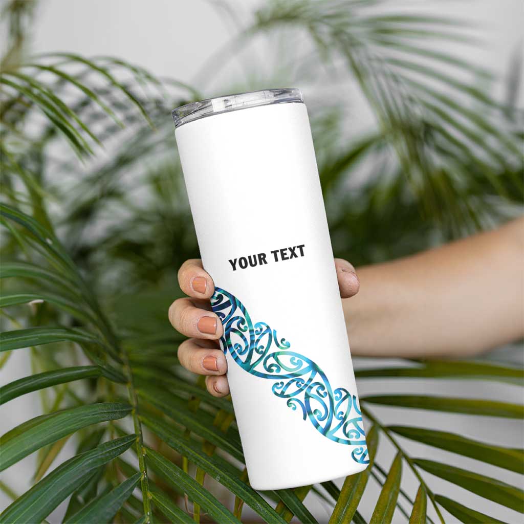 All White Maori Tribal Tattoo Personalised Skinny Tumbler Polynesian Style
