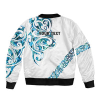 All White Maori Tribal Tattoo Personalised Sleeve Zip Bomber Jacket Polynesian Style