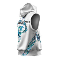 All White Maori Tribal Tattoo Personalised Sleeveless Hoodie Polynesian Style - Polynesian Pride