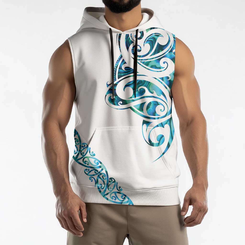 All White Maori Tribal Tattoo Personalised Sleeveless Hoodie Polynesian Style - Polynesian Pride