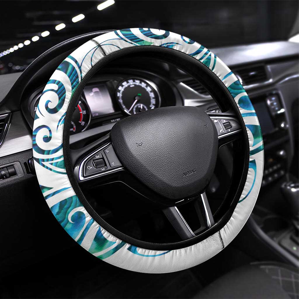 All White Maori Tribal Tattoo Steering Wheel Cover Polynesian Style