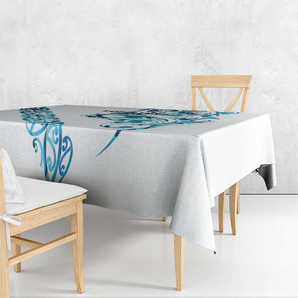 All White Maori Tribal Tattoo Personalised Tablecloth Polynesian Style