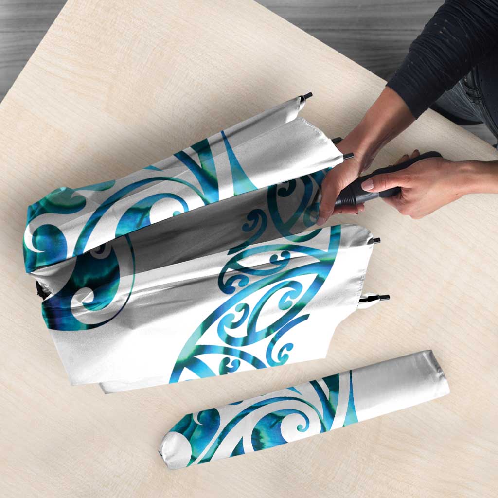 All White Maori Tribal Tattoo Personalised Umbrella Polynesian Style - Polynesian Pride