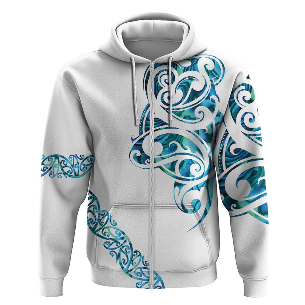 All White Maori Tribal Tattoo Personalised Zip Hoodie Polynesian Style