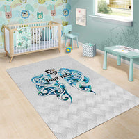 Queensland Maori Kiwi Personalised Area Rug Ma Kakariki Papua Shell Maori Tribal Tattoo