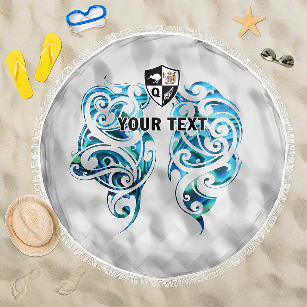 Queensland Maori Kiwi Personalised Beach Blanket Ma Kakariki Papua Shell Maori Tribal Tattoo