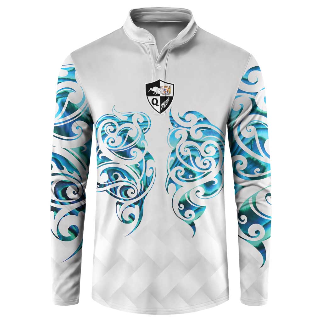 Queensland Maori Kiwi Personalised Button Sweatshirt Ma Kakariki Papua Shell Maori Tribal Tattoo