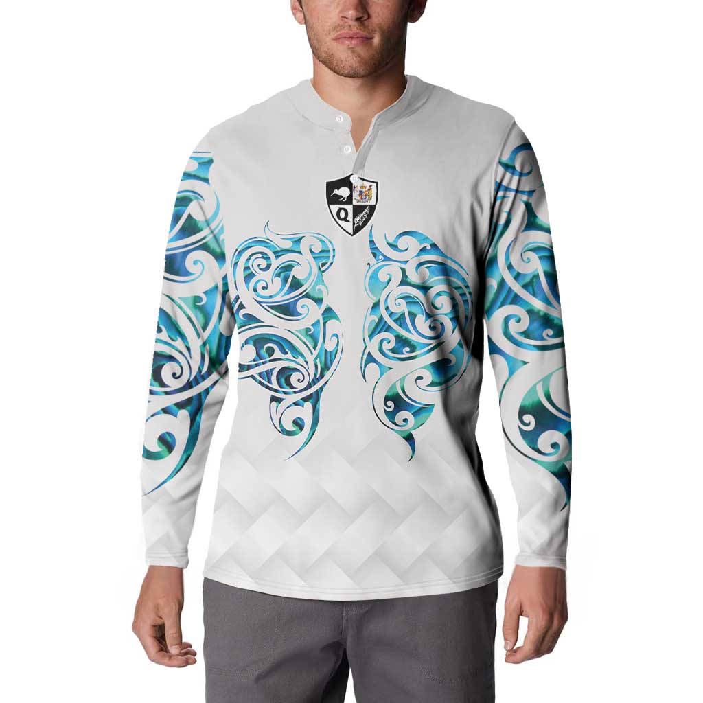 Queensland Maori Kiwi Personalised Button Sweatshirt Ma Kakariki Papua Shell Maori Tribal Tattoo