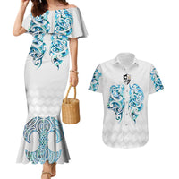Queensland Maori Kiwi Personalised Couples Matching Mermaid Dress and Hawaiian Shirt Ma Kakariki Papua Shell Maori Tribal Tattoo