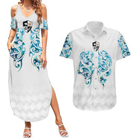 Queensland Maori Kiwi Personalised Couples Matching Summer Maxi Dress and Hawaiian Shirt Ma Kakariki Papua Shell Maori Tribal Tattoo