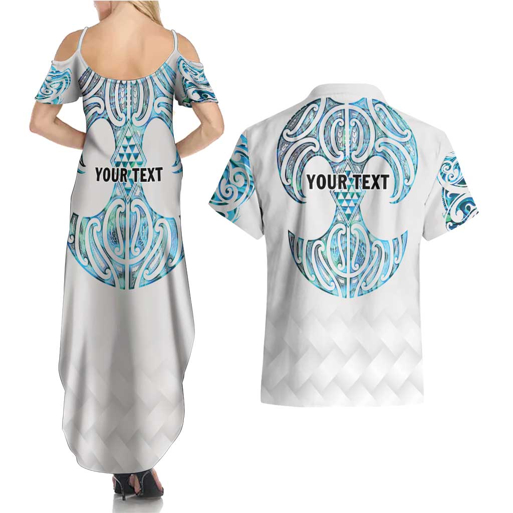 Queensland Maori Kiwi Personalised Couples Matching Summer Maxi Dress and Hawaiian Shirt Ma Kakariki Papua Shell Maori Tribal Tattoo