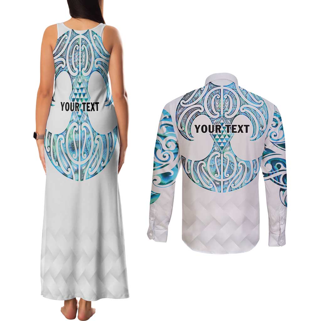 Queensland Maori Kiwi Personalised Couples Matching Tank Maxi Dress and Long Sleeve Button Shirt Ma Kakariki Papua Shell Maori Tribal Tattoo