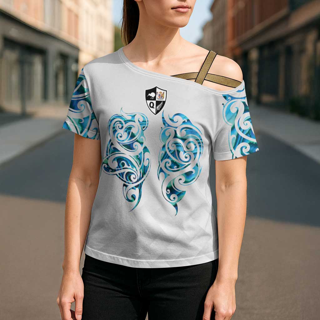 Queensland Maori Kiwi Personalised Cross Shoulder Shirt Ma Kakariki Papua Shell Maori Tribal Tattoo - Polynesian Pride