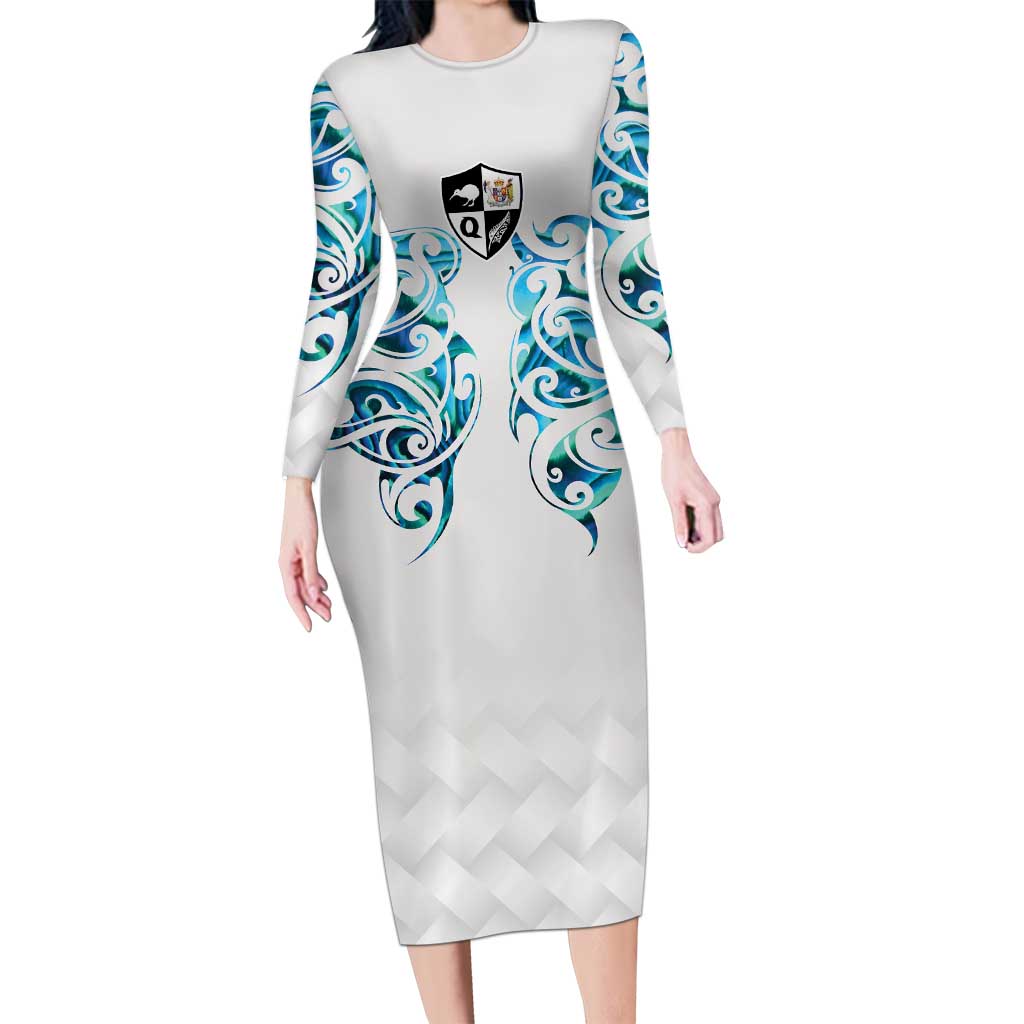 Queensland Maori Kiwi Personalised Family Matching Long Sleeve Bodycon Dress and Hawaiian Shirt Ma Kakariki Papua Shell Maori Tribal Tattoo