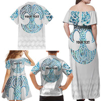 Queensland Maori Kiwi Personalised Family Matching Off Shoulder Maxi Dress and Hawaiian Shirt Ma Kakariki Papua Shell Maori Tribal Tattoo