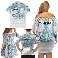 Queensland Maori Kiwi Personalised Family Matching Off Shoulder Short Dress and Hawaiian Shirt Ma Kakariki Papua Shell Maori Tribal Tattoo