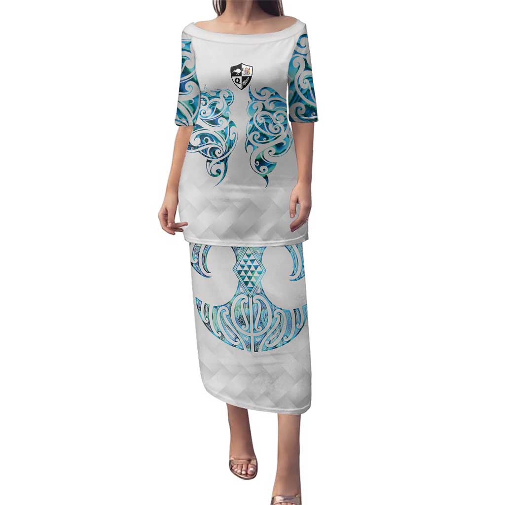 Queensland Maori Kiwi Personalised Family Matching Puletasi and Hawaiian Shirt Ma Kakariki Papua Shell Maori Tribal Tattoo