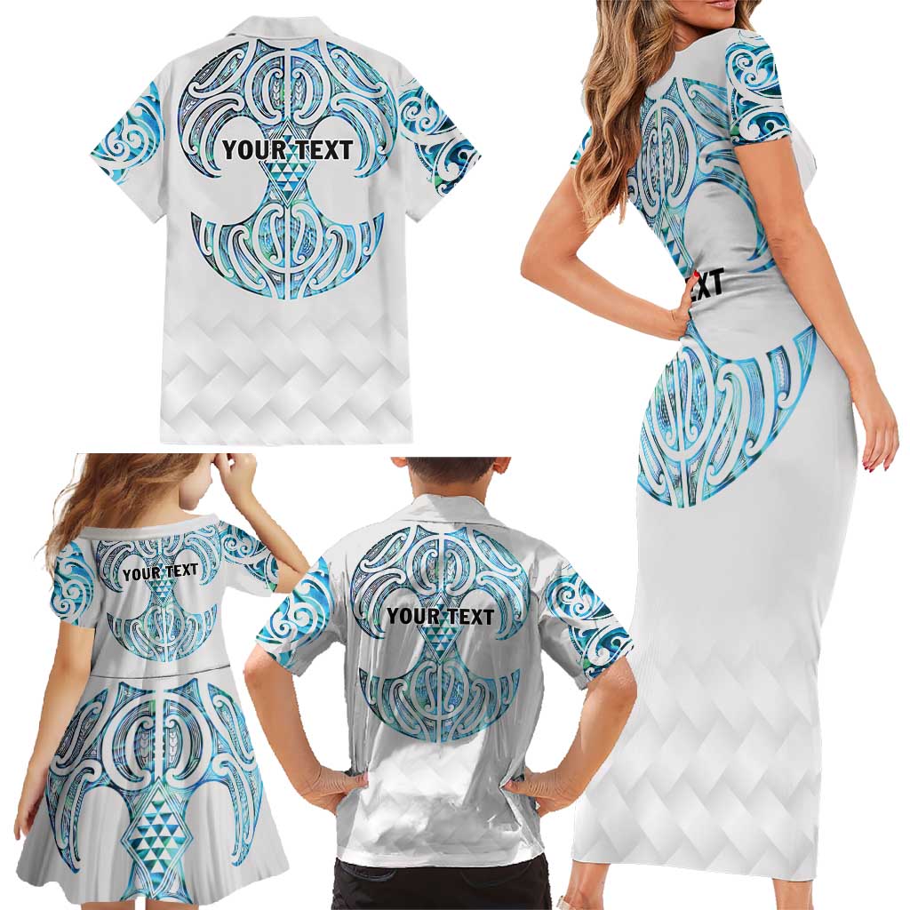 Queensland Maori Kiwi Personalised Family Matching Short Sleeve Bodycon Dress and Hawaiian Shirt Ma Kakariki Papua Shell Maori Tribal Tattoo