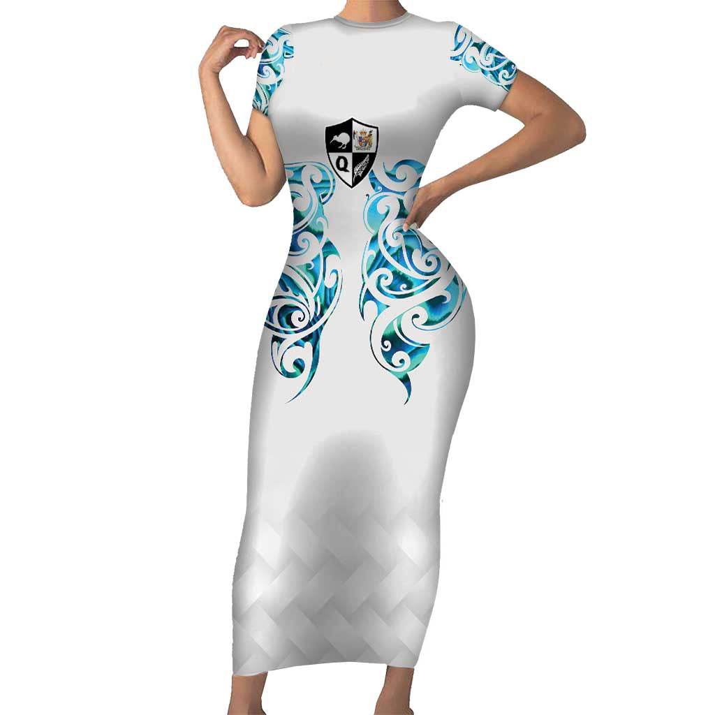 Queensland Maori Kiwi Personalised Family Matching Short Sleeve Bodycon Dress and Hawaiian Shirt Ma Kakariki Papua Shell Maori Tribal Tattoo