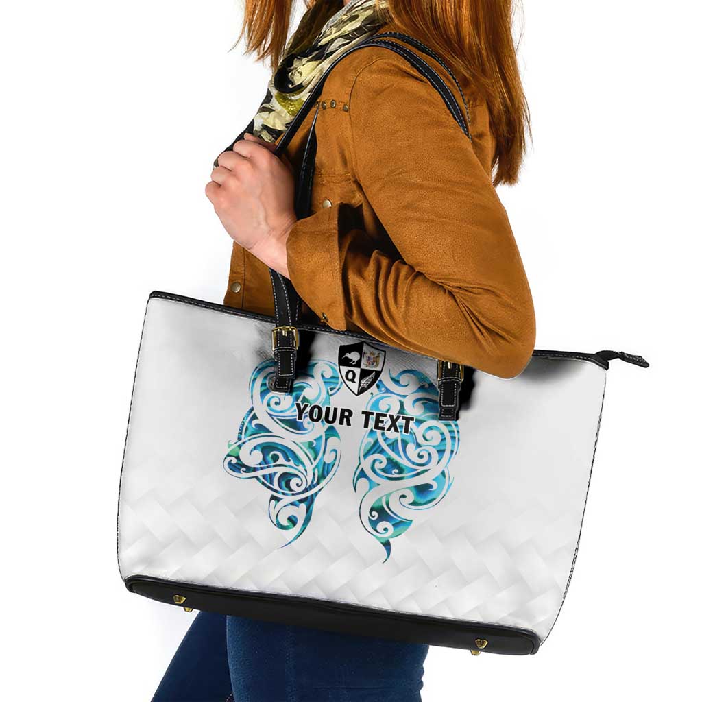 Queensland Maori Kiwi Personalised Leather Tote Bag Ma Kakariki Papua Shell Maori Tribal Tattoo