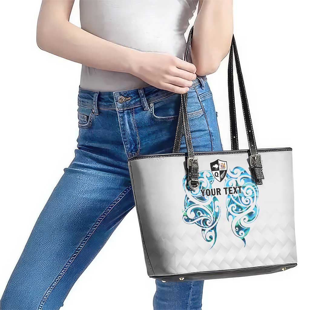 Queensland Maori Kiwi Personalised Leather Tote Bag Ma Kakariki Papua Shell Maori Tribal Tattoo
