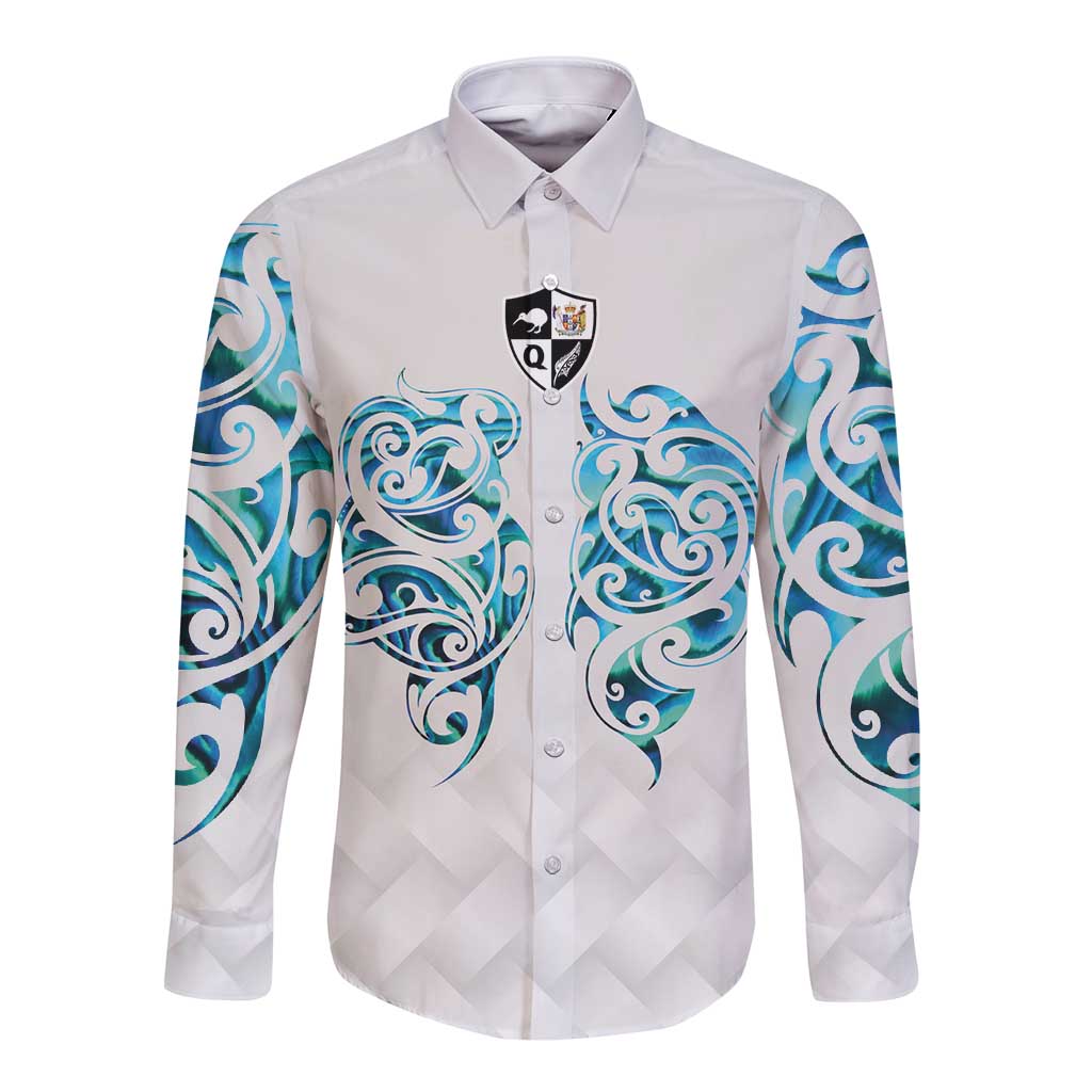 Queensland Maori Kiwi Personalised Long Sleeve Button Shirt Ma Kakariki Papua Shell Maori Tribal Tattoo