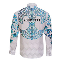 Queensland Maori Kiwi Personalised Long Sleeve Button Shirt Ma Kakariki Papua Shell Maori Tribal Tattoo