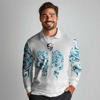 Queensland Maori Kiwi Personalised Long Sleeve Polo Shirt Ma Kakariki Papua Shell Maori Tribal Tattoo