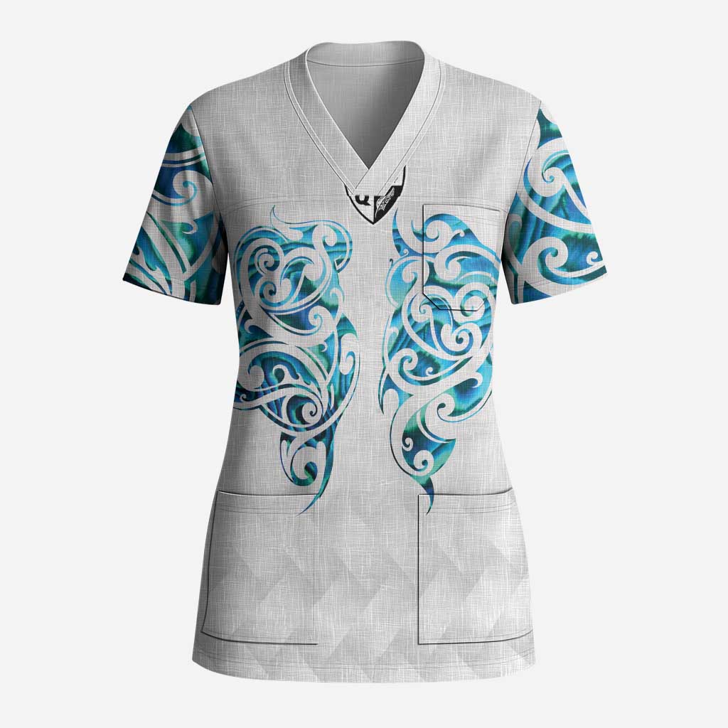 Queensland Maori Kiwi Personalised Scrub Top Ma Kakariki Papua Shell Maori Tribal Tattoo - Polynesian Pride