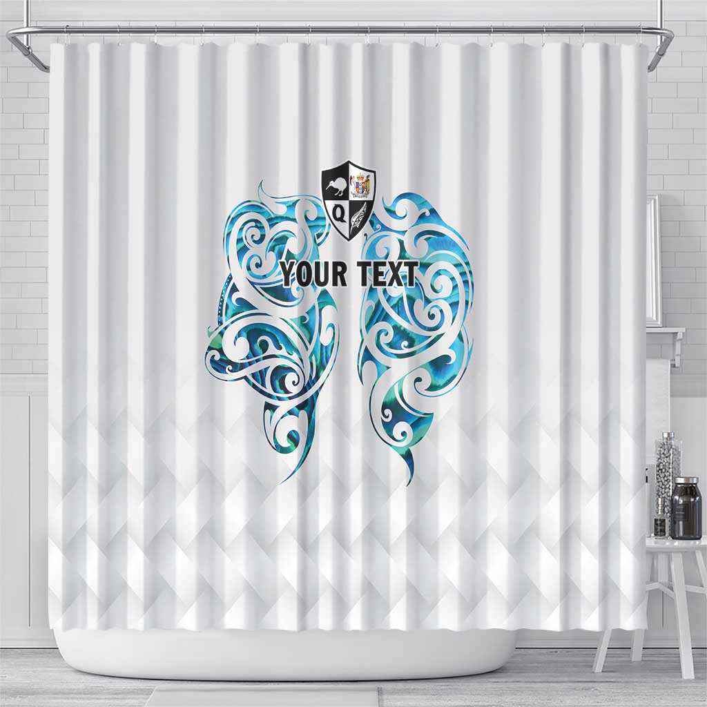 Queensland Maori Kiwi Personalised Shower Curtain Ma Kakariki Papua Shell Maori Tribal Tattoo