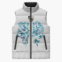 Queensland Maori Kiwi Personalised Sleeveless Puffer Jacket Ma Kakariki Papua Shell Maori Tribal Tattoo - Polynesian Pride