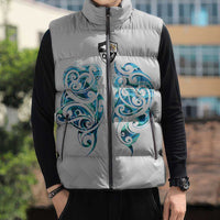Queensland Maori Kiwi Personalised Sleeveless Puffer Jacket Ma Kakariki Papua Shell Maori Tribal Tattoo - Polynesian Pride