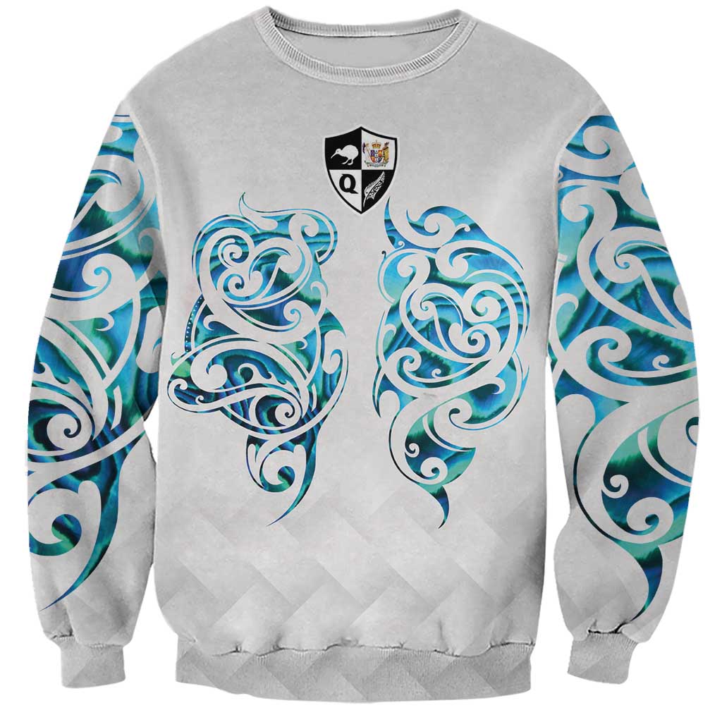 Queensland Maori Kiwi Personalised Sweatshirt Ma Kakariki Papua Shell Maori Tribal Tattoo