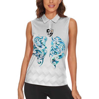 Queensland Maori Kiwi Personalised Women Sleeveless Polo Shirt Ma Kakariki Papua Shell Maori Tribal Tattoo